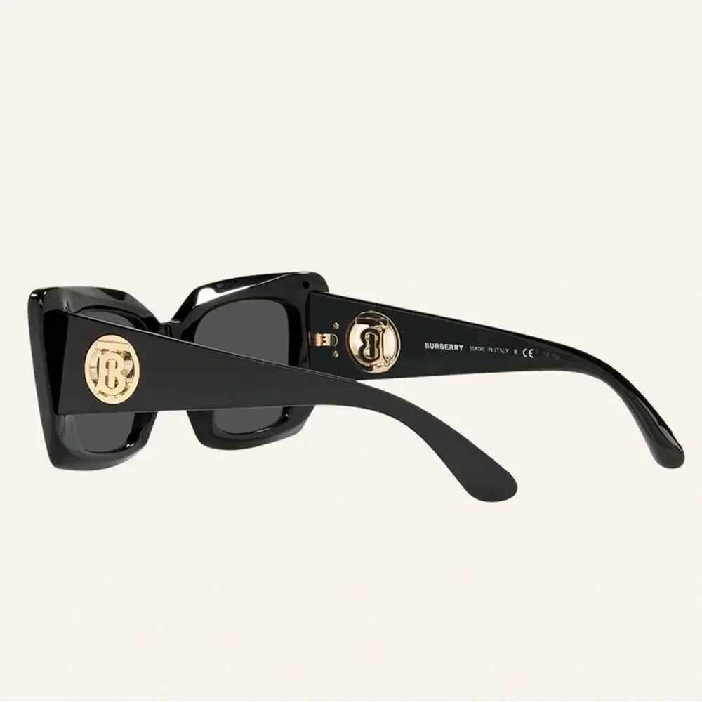 New! Burberry BE4344 3001/87 Black Square Sunglasses, Authentic - Picture 6 of 12